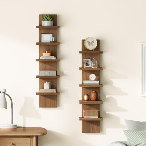 HOOBRO 5 Tier Wall Shelf Unit for Storage, 2 Pack Floating Shelves for Wall - Image 5
