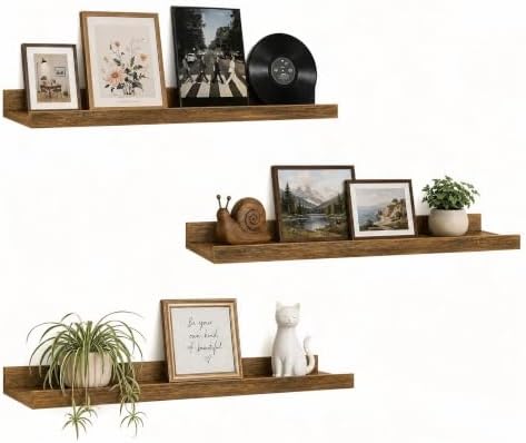 24inch Long Floating Shelves for Wall Decor, 3-Set Shelves by RicherHouse