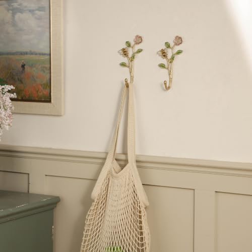SOFFEE DESIGN 2PCS Enamel Bee & Flower Hooks - Image 2