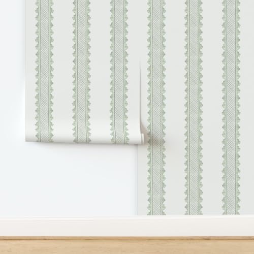Spoonflower Sage Green Preppy Peel and Stick Wallpaper - Image 4