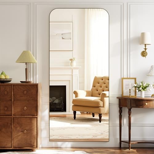Arched Floor Standing Mirror 71"x26"Black - Image 6