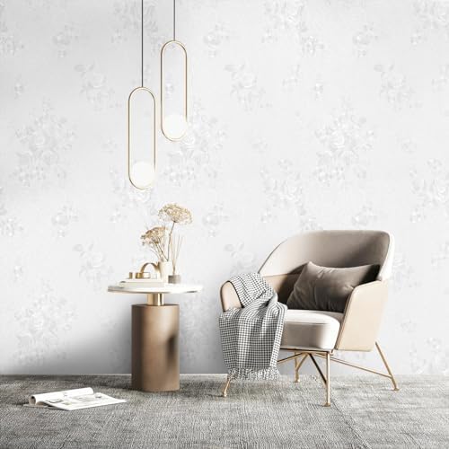 White Embossed Peel and Stick Wallpaper Textured Floral Contact Paper - Image 5