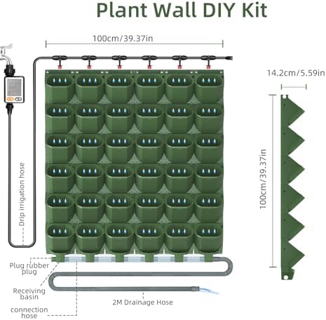 36 Pockets Self Watering Wall Mounted Vertical Planter, Wall Planter Indoor - Image 3