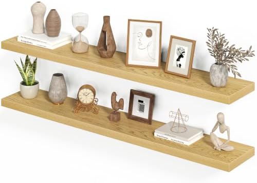 Heimlove Floating Shelves 55.1" W x 9.3" D Oak Set of 2 by Heimlove