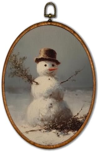 KSDUT Vintage Snowman Winter Oval Wall Art 8.6"x11.4" by KSDUT