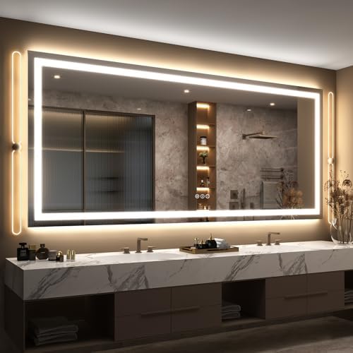 84x40 LED Lighted Bathroom Mirror by ODDSANMirrors