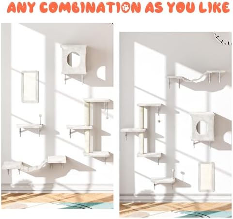5 Pcs Cat Wall Shelves Set, Wall-Mounted Climber - Image 4