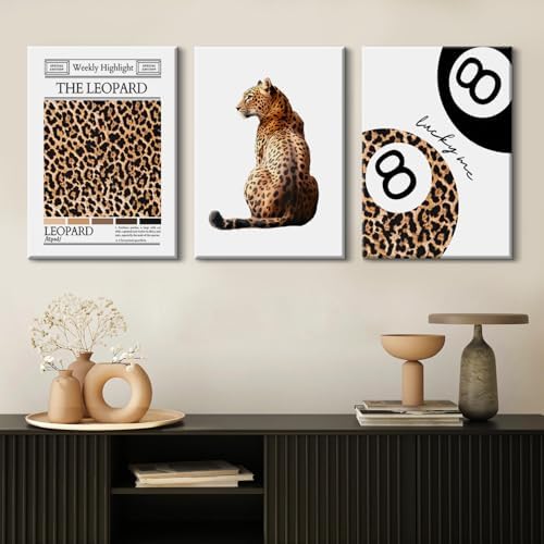 Trendy Leopard Wall Art Cheetah Print Canvas Wall Decor 8 Ball Poster Preppy - Image 4