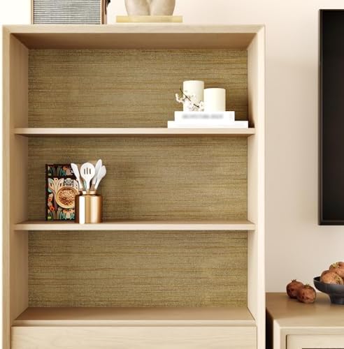 WESTICK Brown Gold Textured Grasscloth Wallpaper Removable Vinyl Textured Gold - Image 4