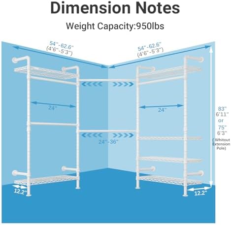 Timate L3 L Shape Garment Rack Heavy Duty Clothes Rack - Image 4