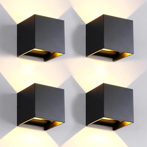 4 Pack LED Outdoor Wall Lights Exterior/Interior 3 Colors Adjustable 15W Wall by MilleLucciole