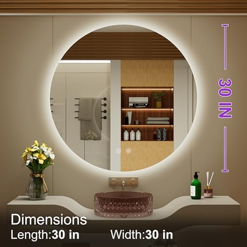 30"x30" Backlit Round LED Mirror - Image 6