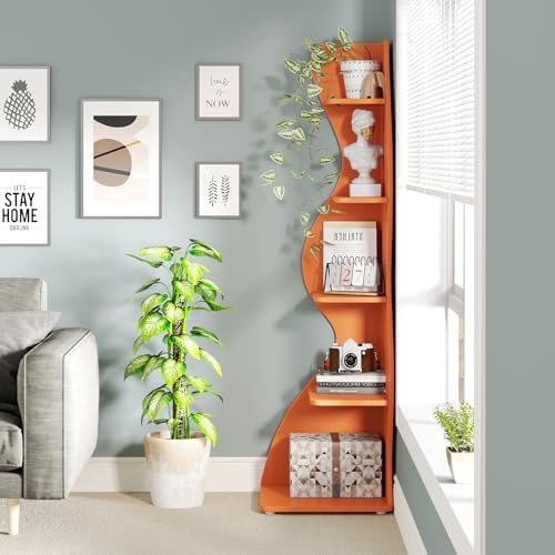 Tribesigns Corner Shelf, Modern 5-Tier Wall Corner Bookshelf, Stylish Corner - Image 5
