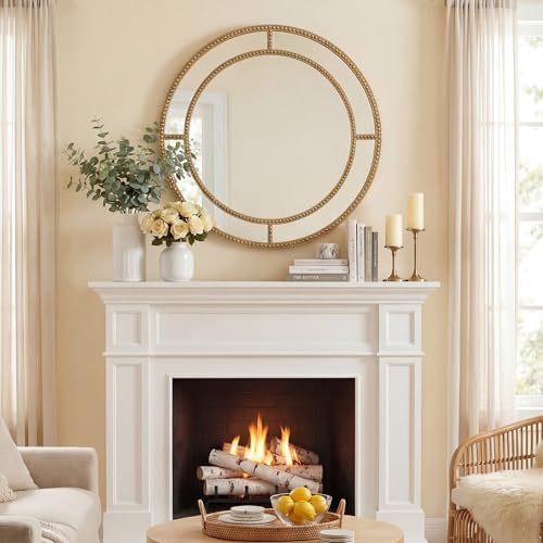 CHARMAID Gold Round Wall Mirror - Image 7