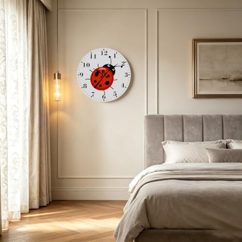 12" Silent Wall Clock, Round Wall Clock, Cute Cartoon Ladybug - Image 6