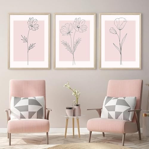 Pink Wall Art Pictures Decor Blush Pink Flower Canvas Painting Floral Botanical - Image 5