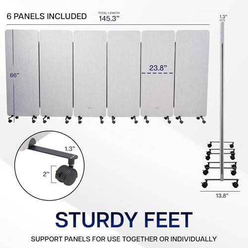 VIVO Freestanding 145 x 66 inch Privacy Panel System, Mobile Cubicle Divider - Image 3