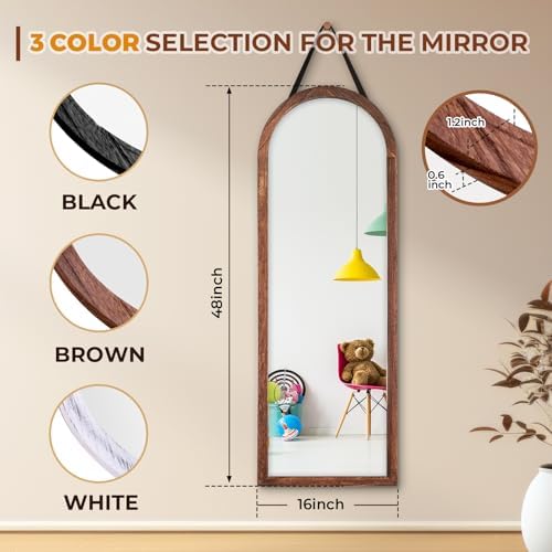 48x16in Arched Full Length Mirror Solid Wood Frame - Image 4