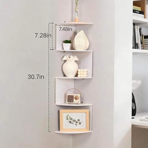 5-Tier Corner Shelf, Floating Corner Shelf Wall Mounted - Image 2