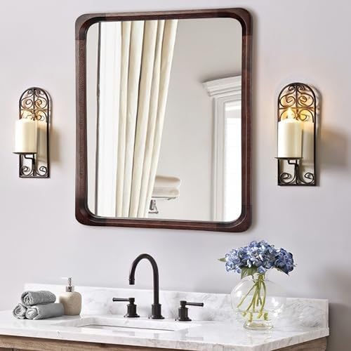 Tanmicoshomy Solid Wood Bathroom Mirror 30 x 30 Inch, Rectangle Mirrors - Image 3