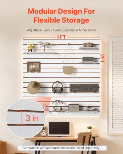 VEVOR Slat Wall Paneling, 4 x 4 ft, MDF Garage Slatwall - Image 4