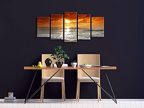 Wieco Art Grand Sight Sunset Ocean Canvas Prints Wall Art Sea Beach Pictures to - Image 2