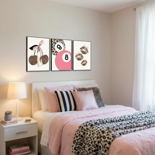 FTHMTN Pink Leopard Lucky 8 Ball Wall Art Set of 3 Unframed 16x24in - Image 6