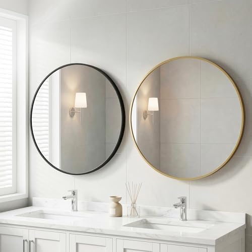 36 Inch Gold Round Bathroom Wall Mirror, Round Mirrors - Image 3
