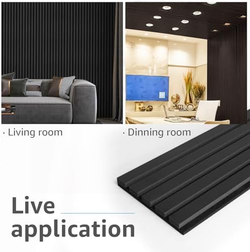 Art3d 6-Pack Soundproof Wood Slat Wall Panel, 94.5 x 7.9 in, Matte Black - Image 6