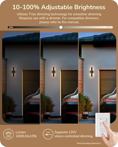 EDISHINE LED Outdoor Wall Lights, 15.7" Modern Outdoor Sconce, Oil Bronze - Image 5
