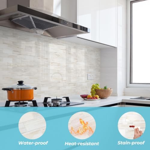 STICKGOO 10-Sheet Subway Tile Peel and Stick Backsplash, Wooden Grain - Image 3