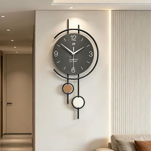Vertical Minimalist Geometric Metal Silent Wall Clock by Unknown