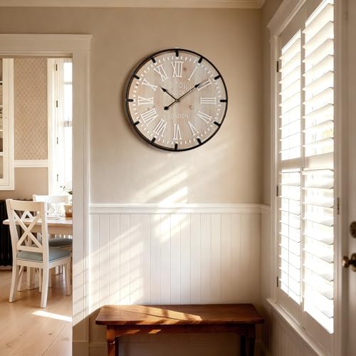Vantic Farmhouse 24 Inch Wood Roman Large Wall Clock - Image 4
