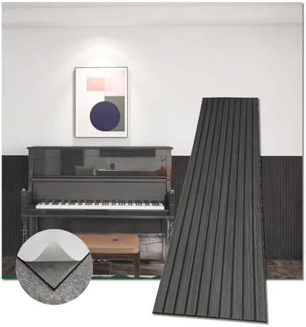 Modern Self-Adhesive Black Wood Slat Wall Panels, Peel and Stick, Decorative by eazart