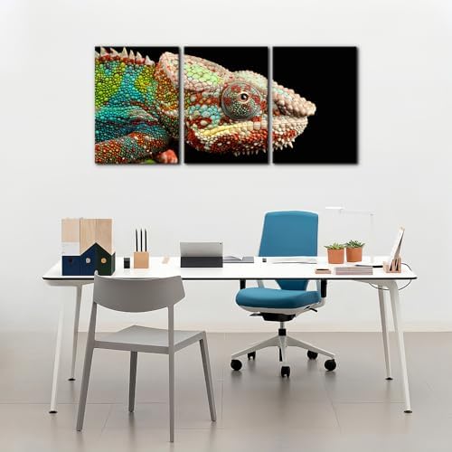 Pacimo Canvas Print Wall Art Set Chameleon Nature Photography Animals Realism - Image 3