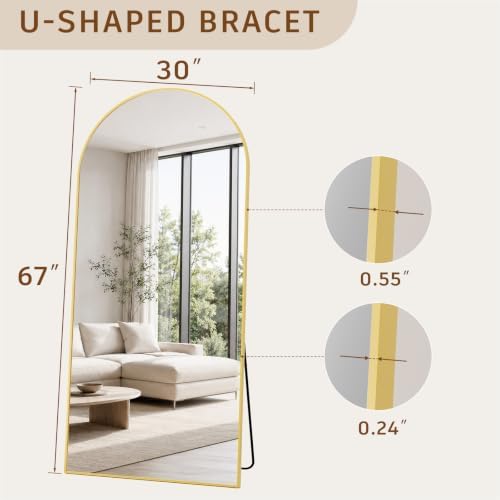 Koonmi 67x30 Arched Full Length Mirror, Floor Mirror - Image 2