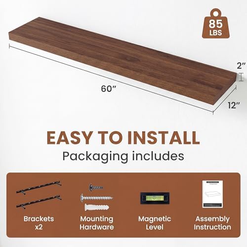 Vivelove 12 in Deep Floating Shelves 60x12” Set of 1 - Image 3