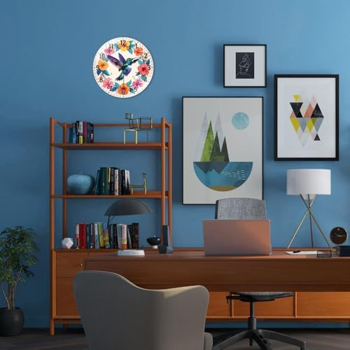 peacoblue Hummingbird Flowers Wall Clocks Battery Operated - Image 5