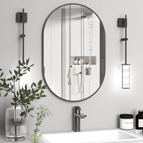Oval Bathroom Mirror Capsule Wall Vanity Mirror, Large Modern Mirror by NEUWEABY
