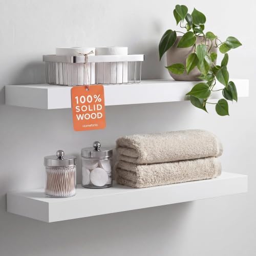 Homeforia 24 Inch Floating Shelves, High-End Solid Pine Wood by Homeforia