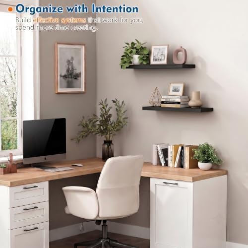 Black Floating Shelves 24 Inch, Modern Wall Hanging Book Shelf - Image 5