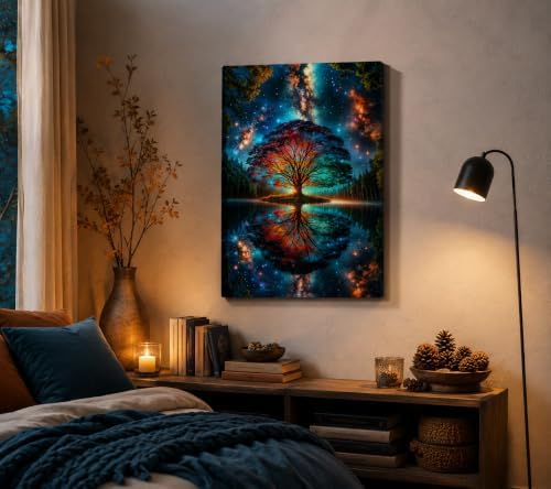 Tree of Life Canvas Wall Art Starry sky reflection Pictures Wall Decor Modern - Image 7