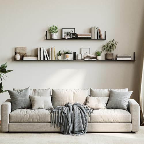WOPITUES Long Wall Shelves 48″W x 8″D, Floating Book Shelves Max Load 65lbs - Image 5