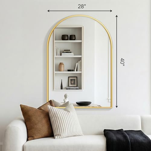 FGU Arched Bathroom Mirror for Over Sink 40"x28" Gold Vanity Mirror - Image 6