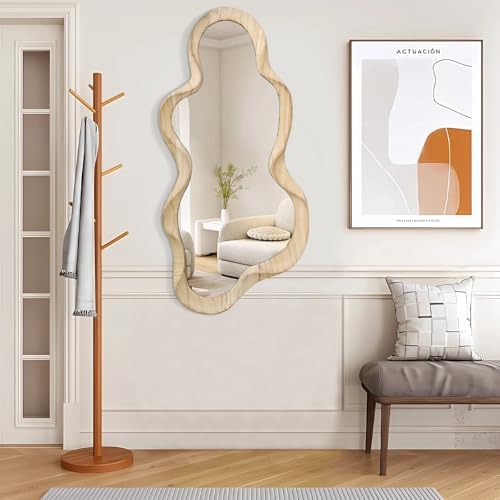 Asymmetrical Mirror for Wall Decor Large Modern Wooden Framed Wall Mirror - Image 4