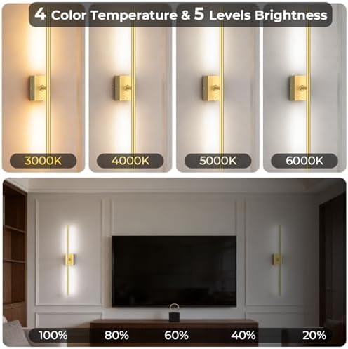 Battery Operated Wall Sconce Set of 2, 10000mAh 4CCT Dimmable - Image 2