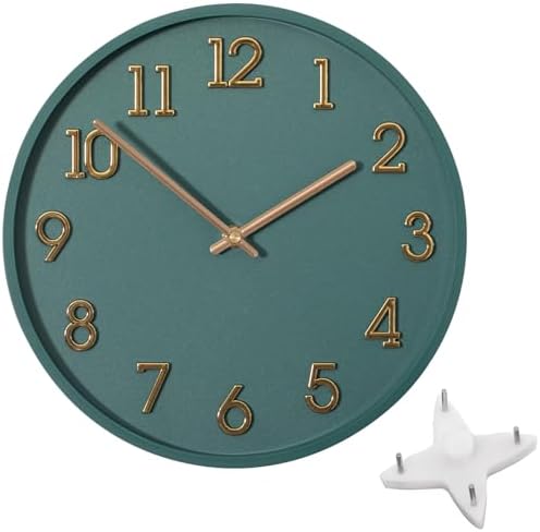 Clockswise 11" Modern Minimalist Round Wall Clock Gold Arabic Numerals Blue by Clockswise