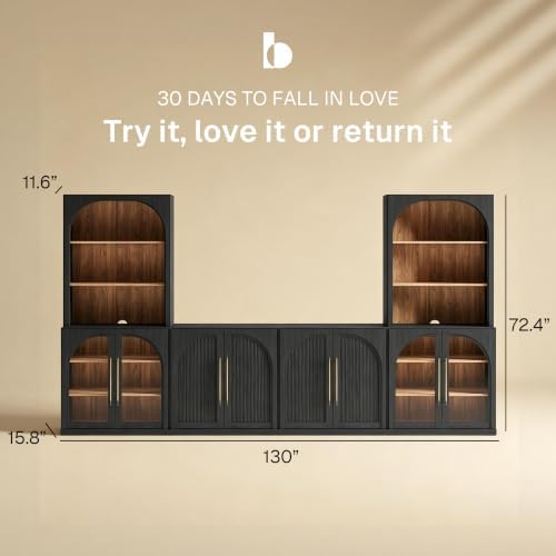 BELLEZE Jagger 130" Wall Unit 6-Piece Modular TV Stand - Image 2