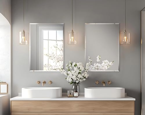 Frameless Rectangle Wall Mirror: Modern Glass Mirror 39.4x27.6 inch - Image 6