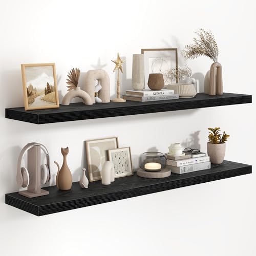 55 Inch Long Floating Shelves for Wall Set of 2, 55x9.3 Large Floating Shelf by FunMemories